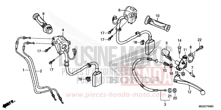 LEVIER DE GUIDON/COMMUTATEUR/CABLE for CB500F ABS PEARL HIMALAYAS WHITE (NHA87) from 2013